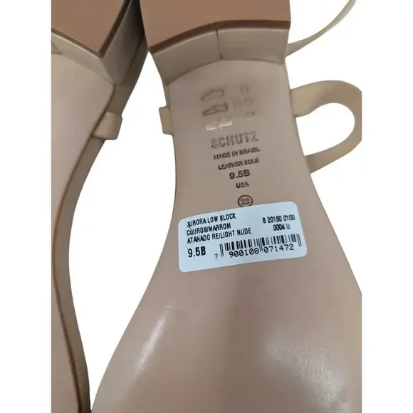 Schutz Aurora Nude Strappy Low Block Heel Sandals 9.5B NIB - Picture 6 of 8